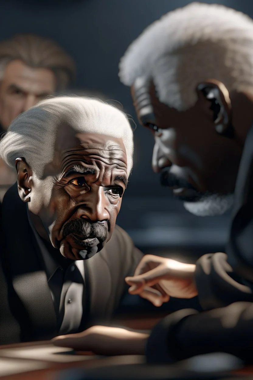 portrait of kanye west(Ye) smacking albert einstein , photo-realistic, shot on Hasselblad h6d-400c, zeiss prime lens, bokeh like f/0.8, tilt-shift lens 8k, high detail, smooth render, down-light, unreal engine 5, cinema 4d, HDR