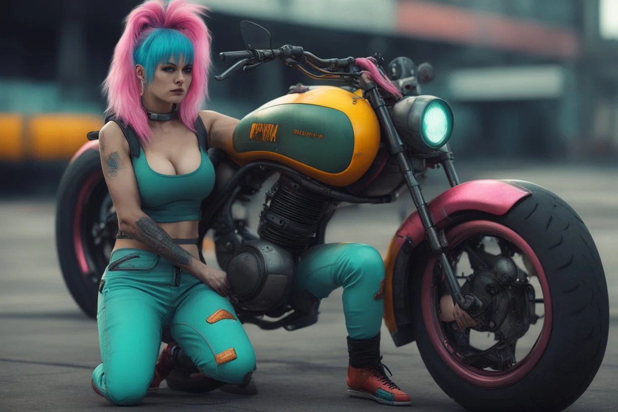 motocycle bulma cyberpunk realistic