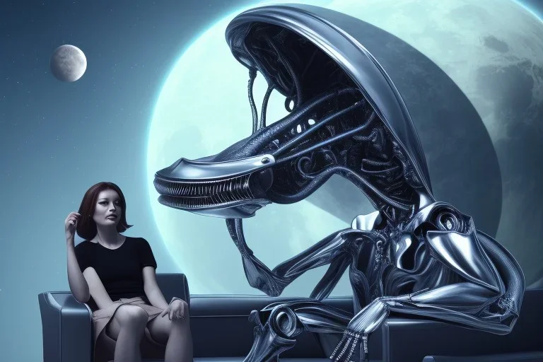 alien sitting on a couch on earth watching television