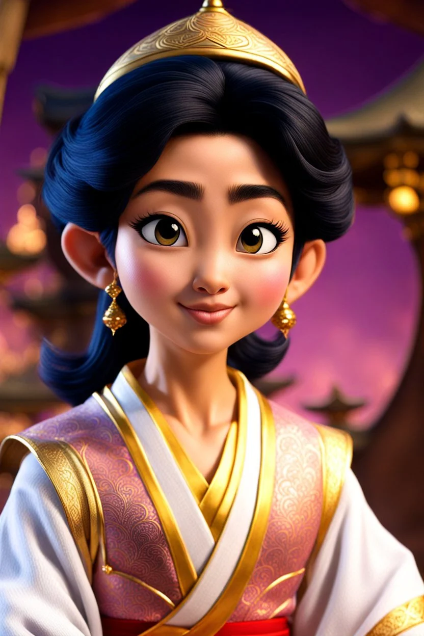 disney japanese aladdin with asian eyes, small eyes, japanese asian