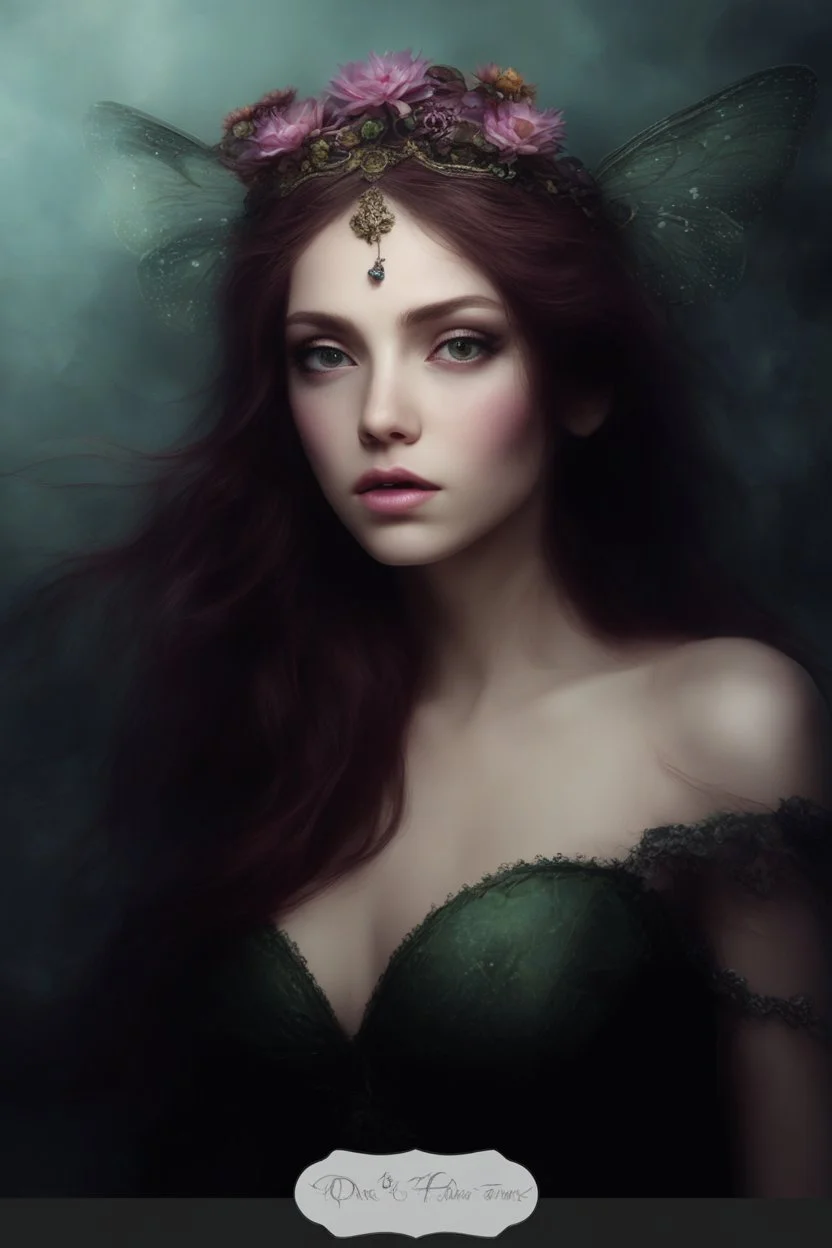 Dark green hair Water lilies long hair lotus night Fairy princess rapunzel hair queen crown dragonflies fireflies elven tiara flowers fairy wings gothic purple