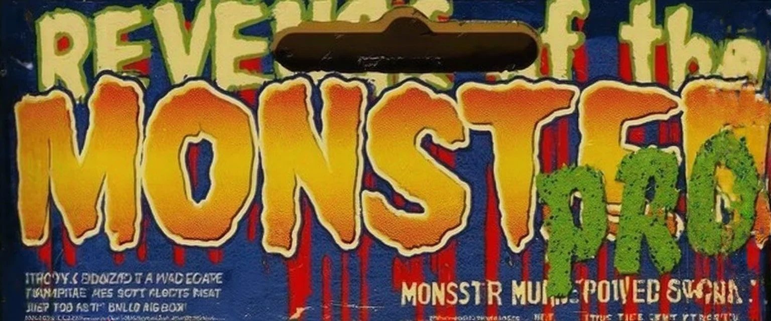 monster more angry and more 90s style, angry fast, extreme, wild, so so angry, red and purple background with 90s style slashes, 45 degree angle, ferce,