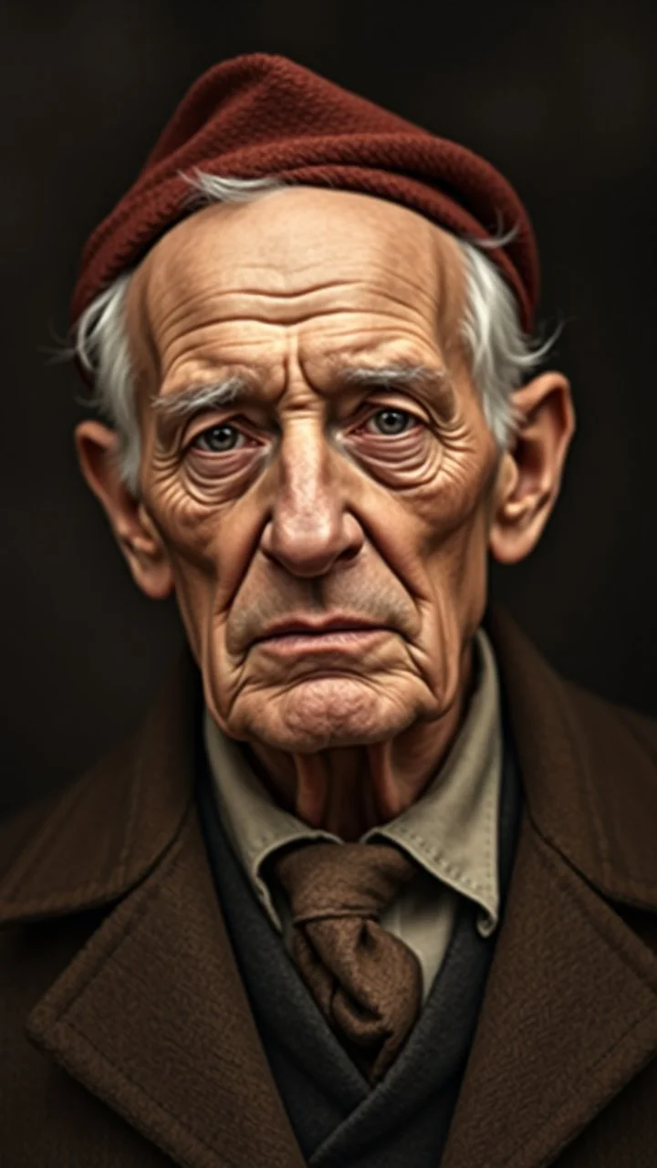 make a portrait of an old man at the time of world war 1