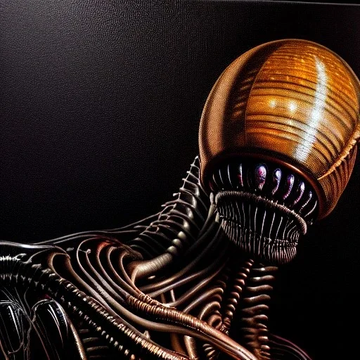 Ultra detailed fullbody Portrait in oil on canvas of Alien Xenomorph hr giger ,extremely detailed digital painting, extremely detailed face,crystal clear Big Glowing eyes, mystical colors ,perfectly centered image, perfect composition, rim light, beautiful lighting, 8k, stunning scene, raytracing, anatomically correct, in the style of robert e howard and Ken Kelley and Ohrai Noriyoshi and Simon Bisley and tomzj1