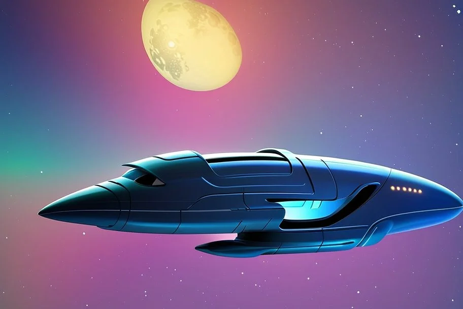 cool design of a small spaceship cruising through the gAlaxy