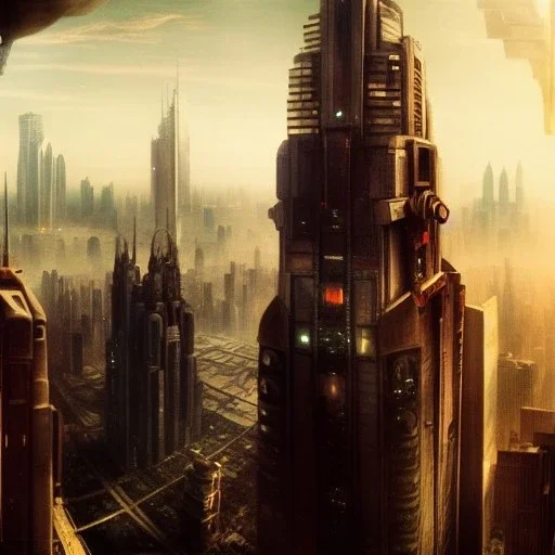  Metropolis, otto hung, friz Lang ,renaissance painting, matte painting,romanticism painting,cyberpunk,detailed facades,steampunk, retrofuturistic,