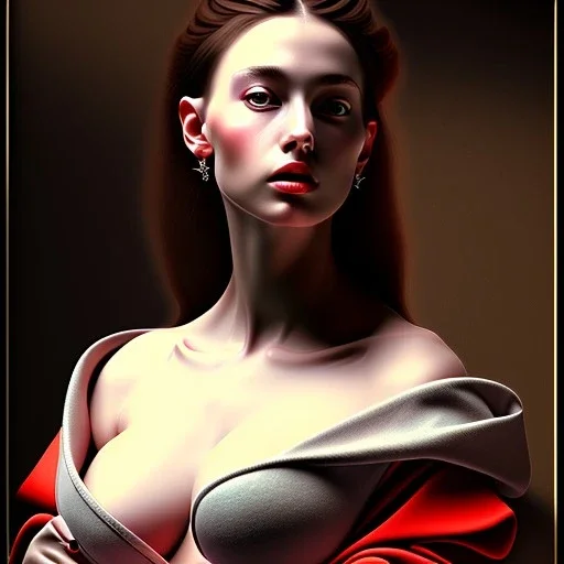 Portrait of a beautiful busty woman Caravaggio style