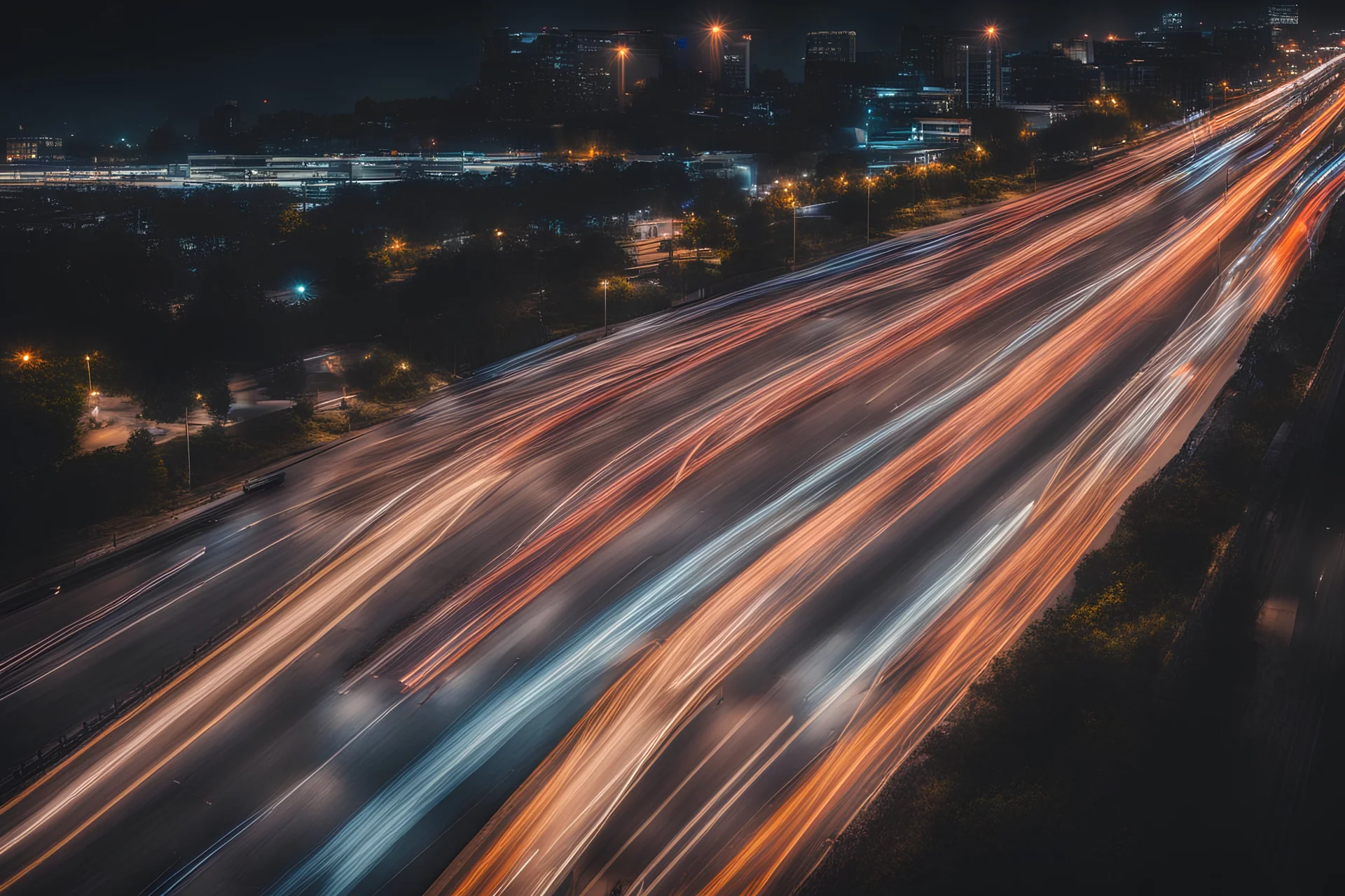 long exposure photography, cars, traffic, night