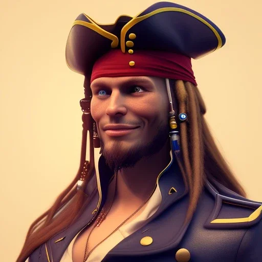 Portrait of Pirate,unreal engine 5, octane render, studio lighting