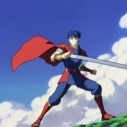 fire emblem, anime, screenshot, ova, 90s anime, boy, prince, sword, fantasy setting, fire emblem marth, fullbody, fighting dragon