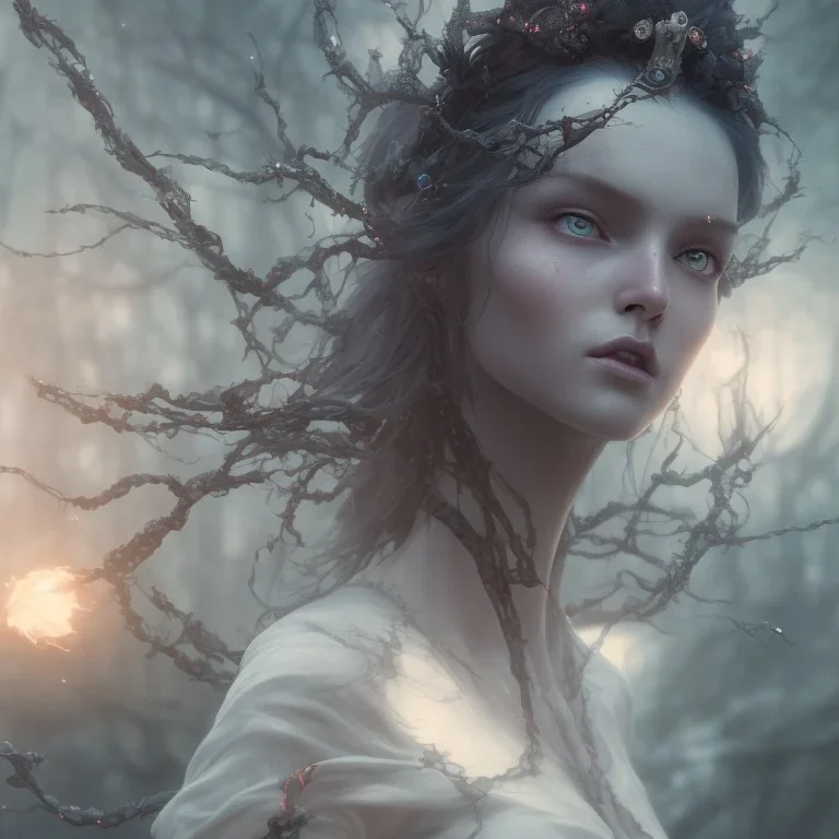 Fantasy portrait of a beautiful witch in Avatar (film) by Greg Rutkowski, Song Choi, Mitchell Morehauser, Masij Cucciara, Johnson Ting, Maxim Verheen, Peter Koenig, 8k photorealistic, cinematic lighting, HD, high detail, dramatic, atmospheric, Popular art station