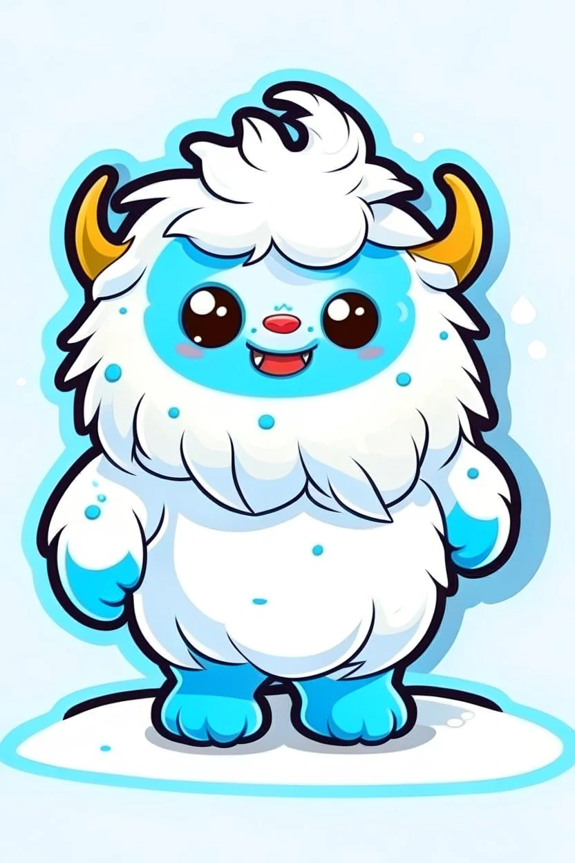 fantasy cartoon style illustration: small little cute yeti creature.