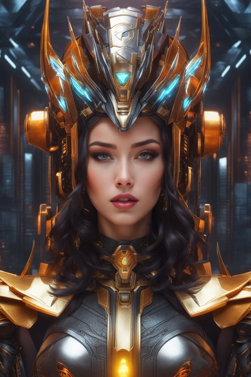 cyber robot woman ((masterpiece)), (beauty:1.3), iconic asp headpiece, UHD, 64K, hyperrealistic, vivid colors, , 8K resolution, throne room background with hieroglyphics, HDR depth, ultra detail, commanding regal aura, real photo