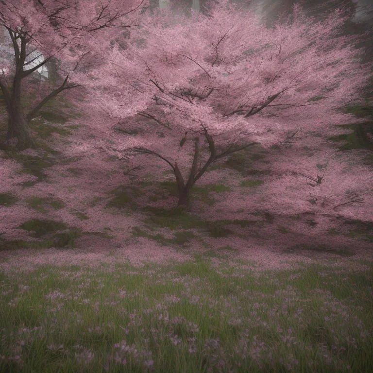 The cherry blossoms in the forest