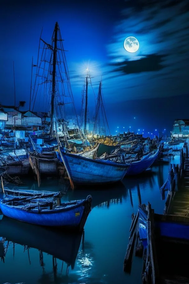 Labuhan Bajo Indonesia at blue hour by the moonlight