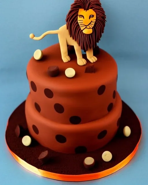 Lion king model made of Chocolate cake with chocolate buttons