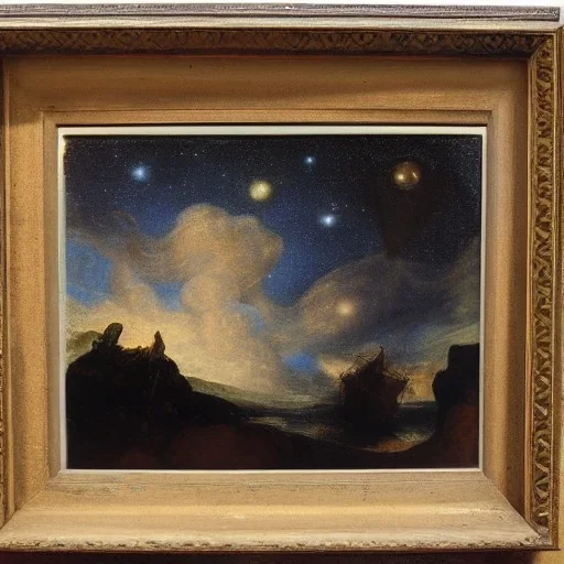 Rembrandt, stars, planets, ships, space