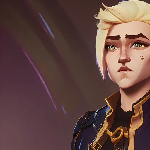 blond rogue, fantasy gnome, nonbinary, gold cloak, pickpocket, charming smirk