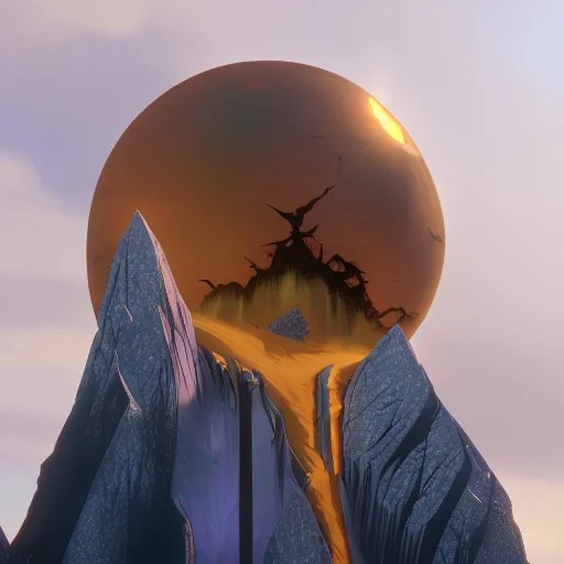the broken sun melts down the mountain