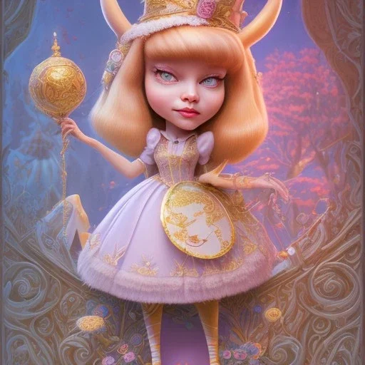 "Alice in the wonderland",dressing Disney style,hairstyle Disney style, detailed eyes, Realistic lighting,elegant,sarcastic smile, by artgerm, Mark Ryden,Chie Yoshii,Brian Kesinger,Gediminas Pranckevičius,Kilian Eng,reg Rutkowski,diseney