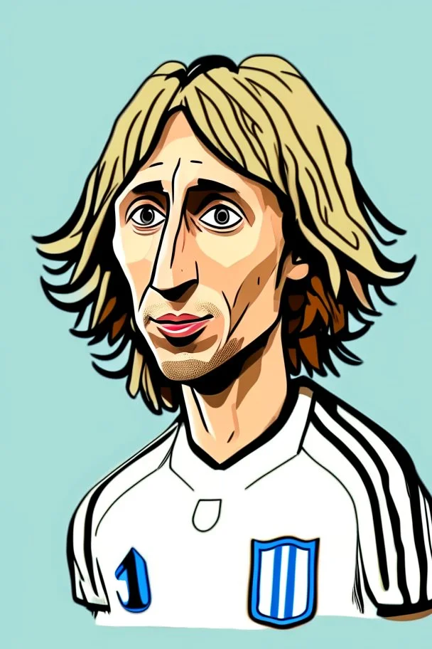 Luka Modric Croatian soccer player 2d cartoon