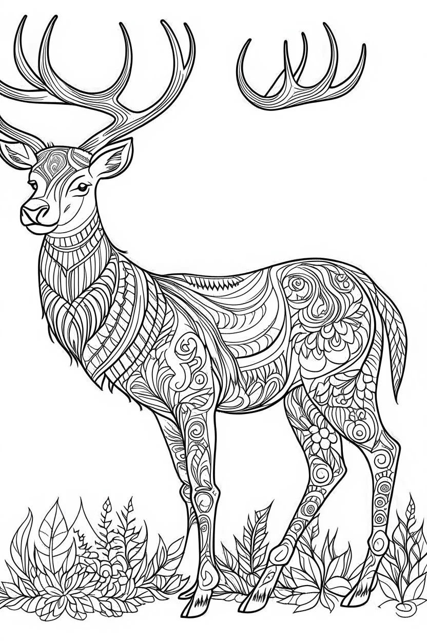 coloring book image of a deer