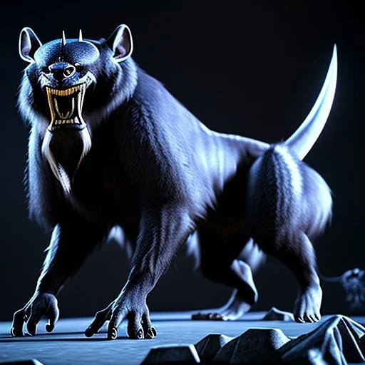 epic horrific wasted animal creature in night with black shade, 8k resolution, ultra hyperdetailed, Unreal Engine 5, ultra colourful, very small details, realistic