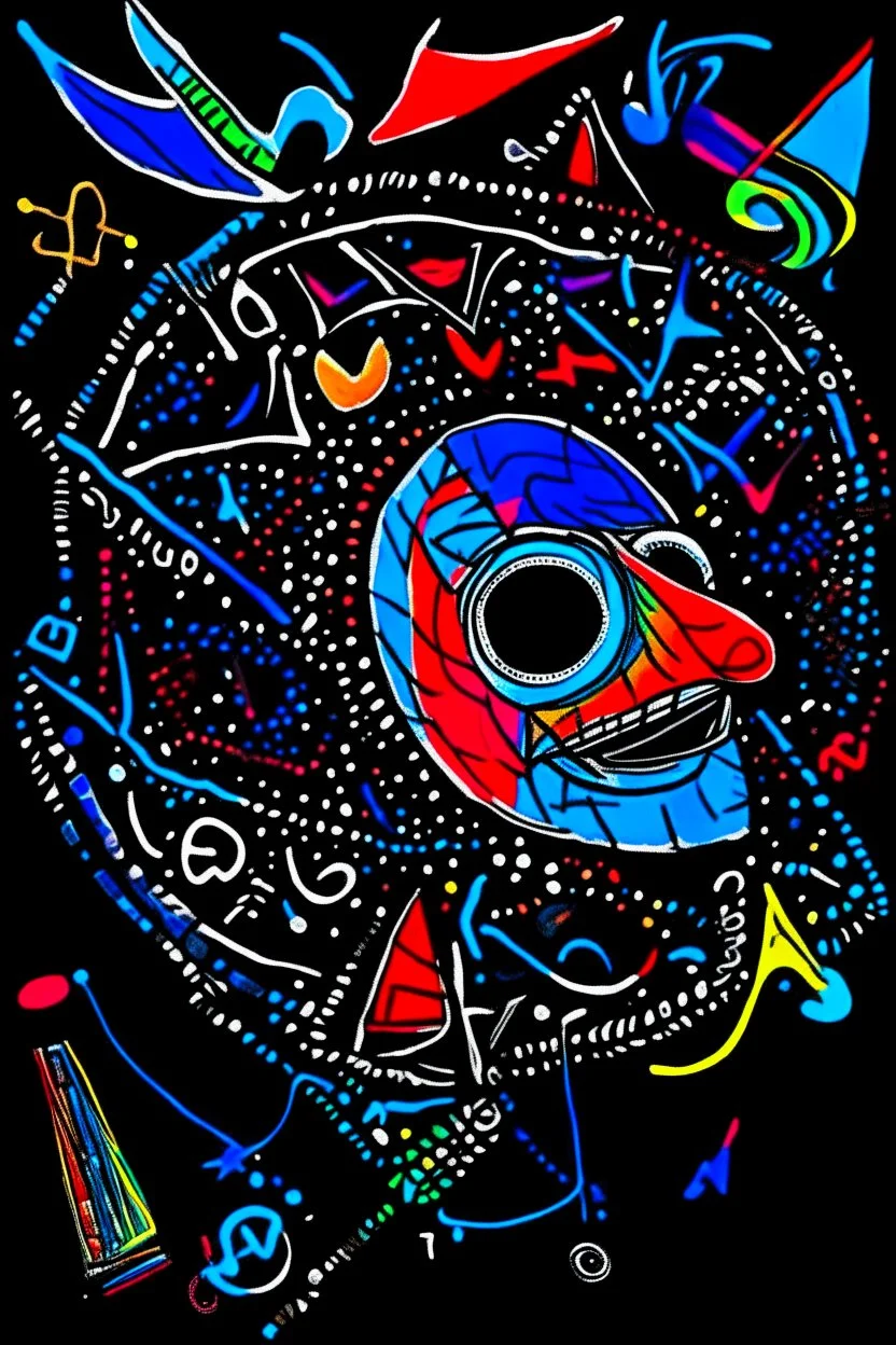 expressionism, Pixar style, in abstract art Basquiat, Picasso, Miro, Kandinsky, Klee, Birell, Fairey, Ardon, Buffet and Picasso style, HD --s 750 --v 5.1 --style raw, water color, black background