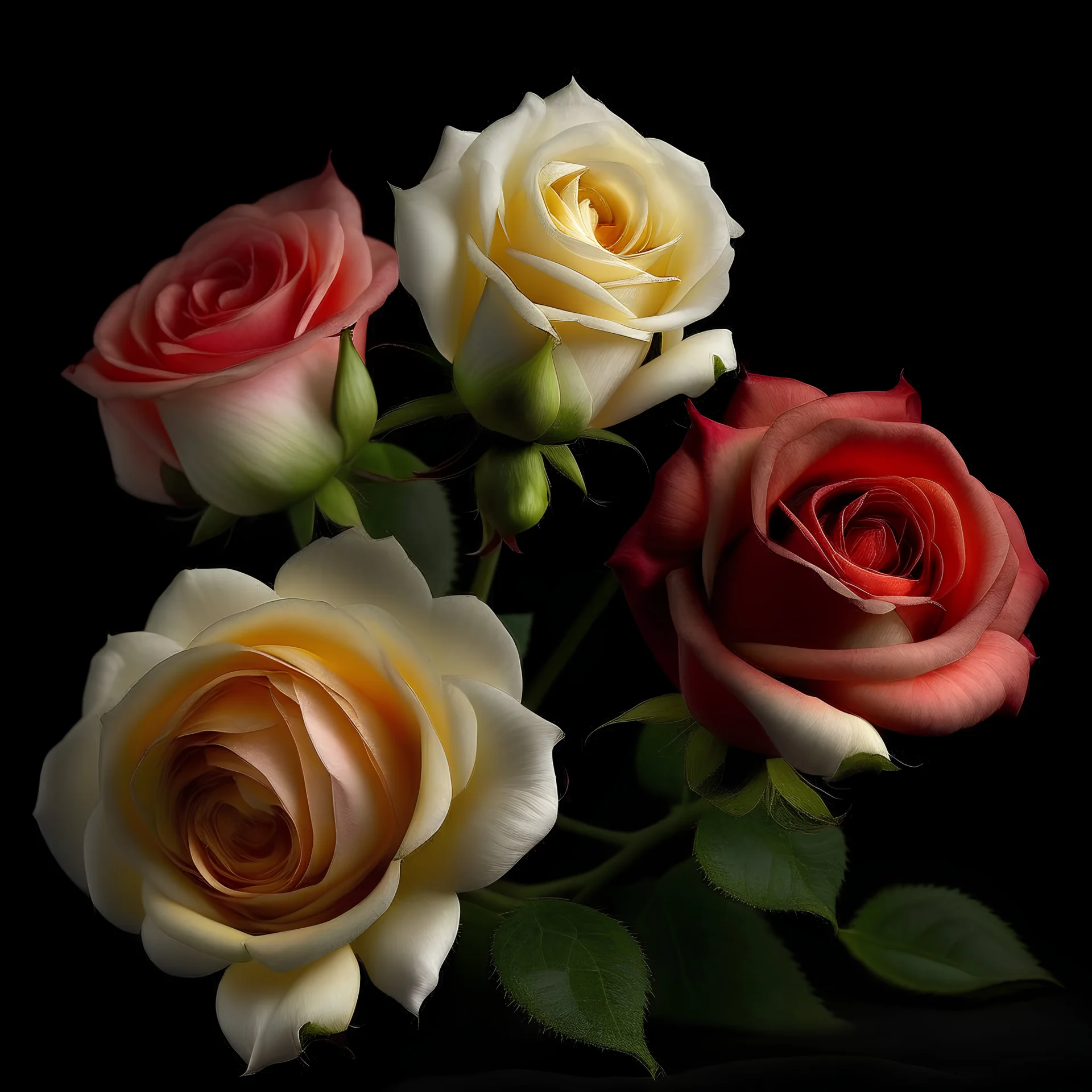 three roses flower