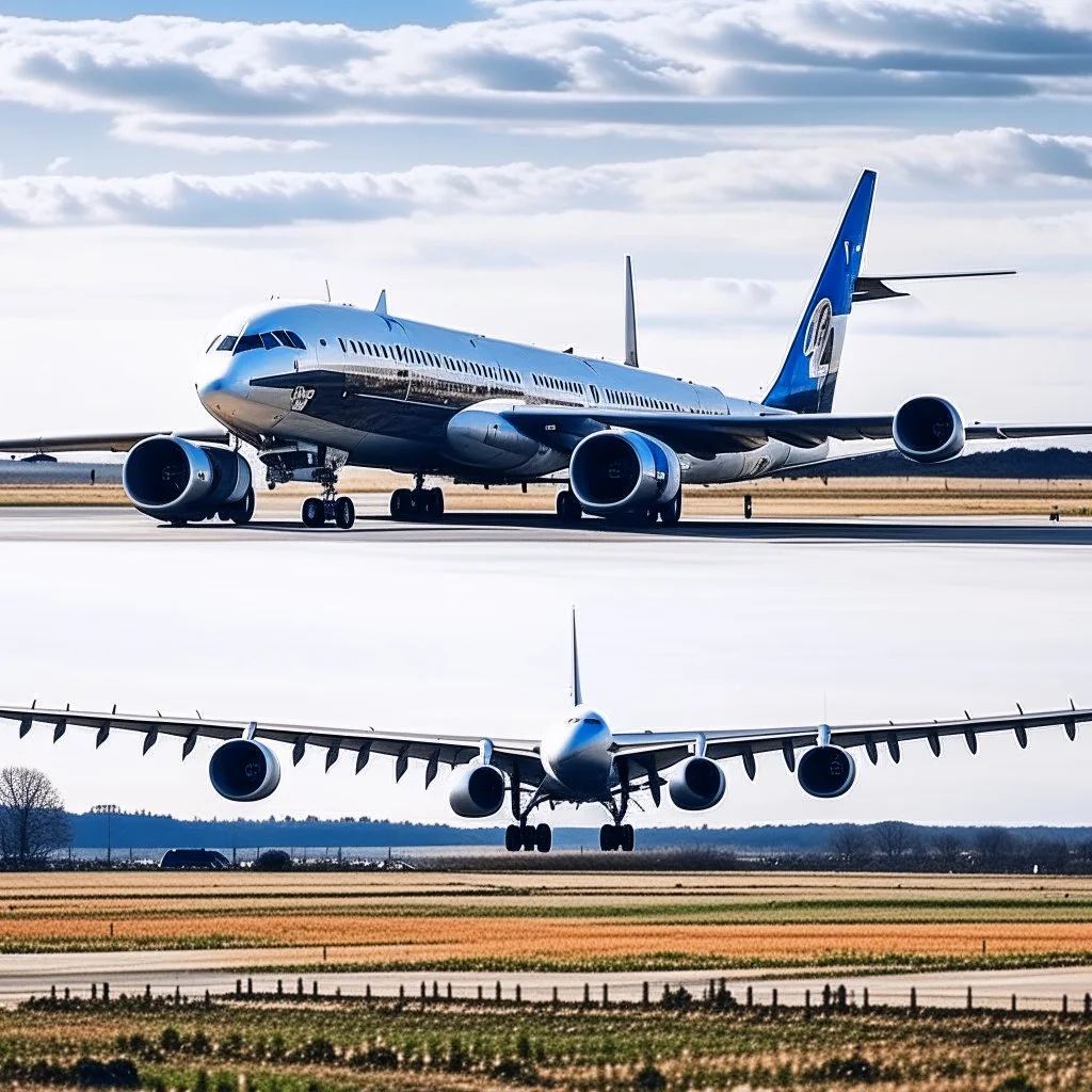 A picture of a plane about to take off from the ground, and the picture was taken from the side of the plane