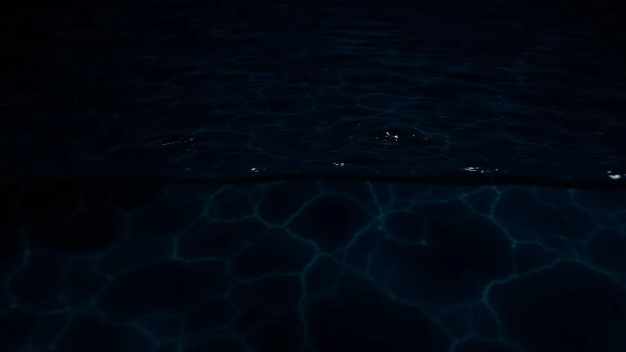 Hyper Realistic Surface Of A Clean Water At Dark Night.