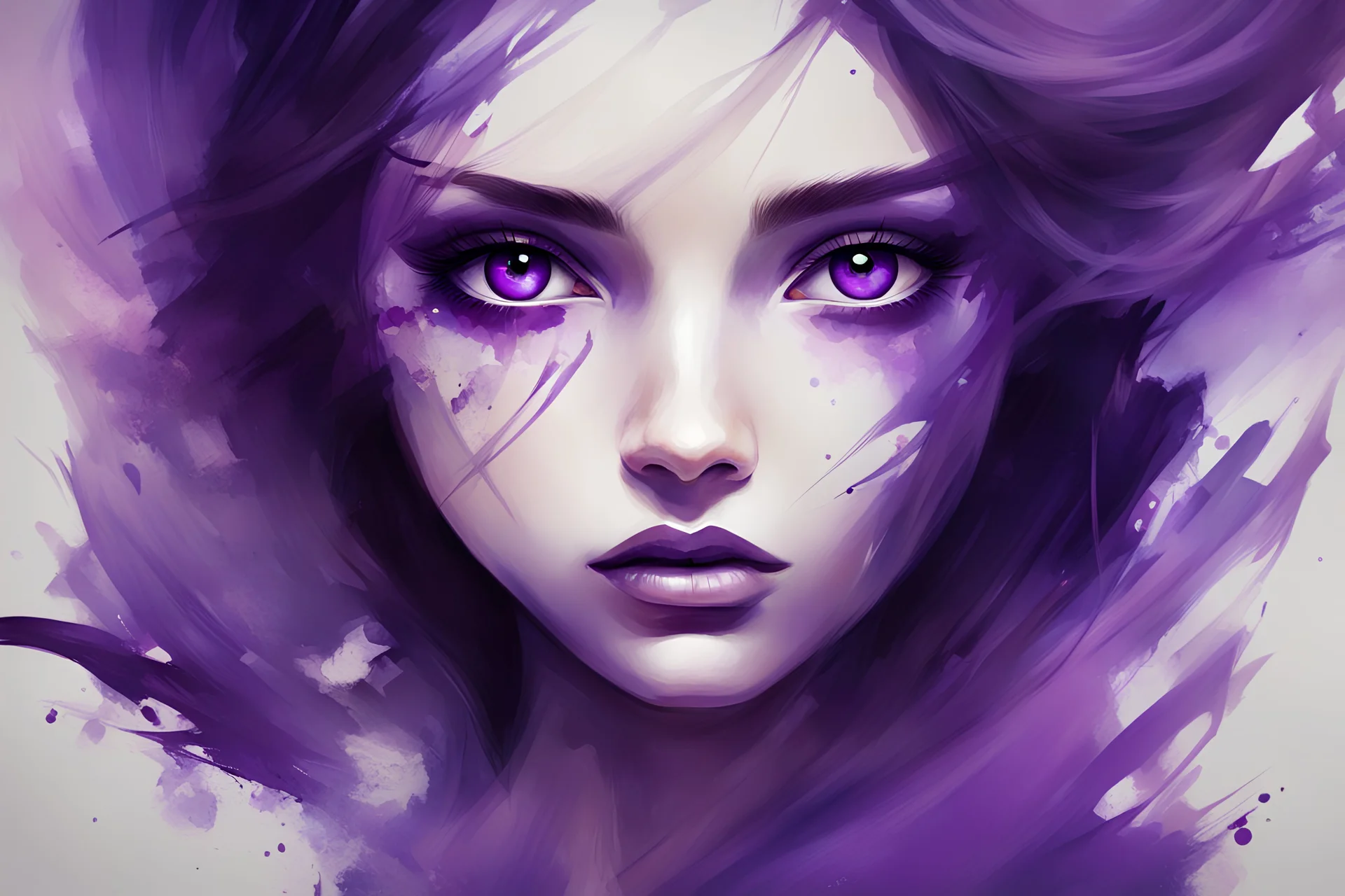 abstract girl art purple eyes