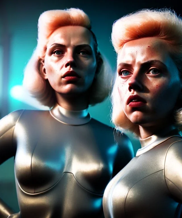 retro sci-fi portrait image from 1980, supermarket parking explosion, fire, scared people, blonde woman walking, young Scarlett Johansson face, tight latex suit, soft color, highly detailed, unreal engine 5, ray tracing, RTX, lumen lighting, ultra detail, volumetric lighting, 3d, finely drawn, high definition, high resolution.