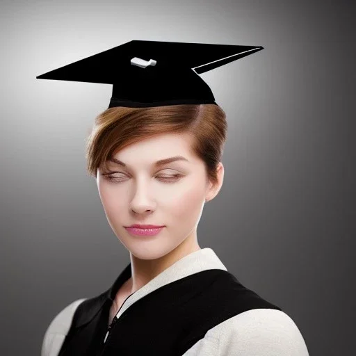 a beautiful young woman who just got congratulated from college wearing a graduation hat , dramatic, dramatic lighting, volumetric lighting, hyperrealism, 8k, high quality, photorealistic, lot of details