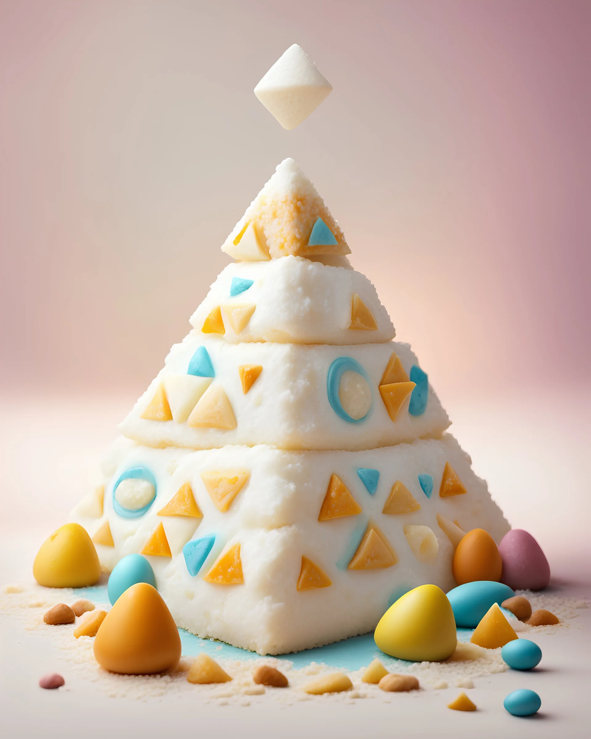 sweet Orthodox Easter made entirely from cottage cheese, it has the shape of a truncated pyramid with the letters XB. Beautiful, delicious. Cartoon style.