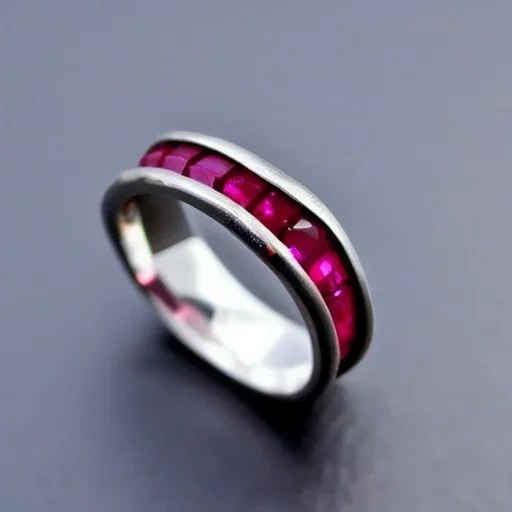 ruby ring with braided tungsten and titanium, braided band, men's jewellery