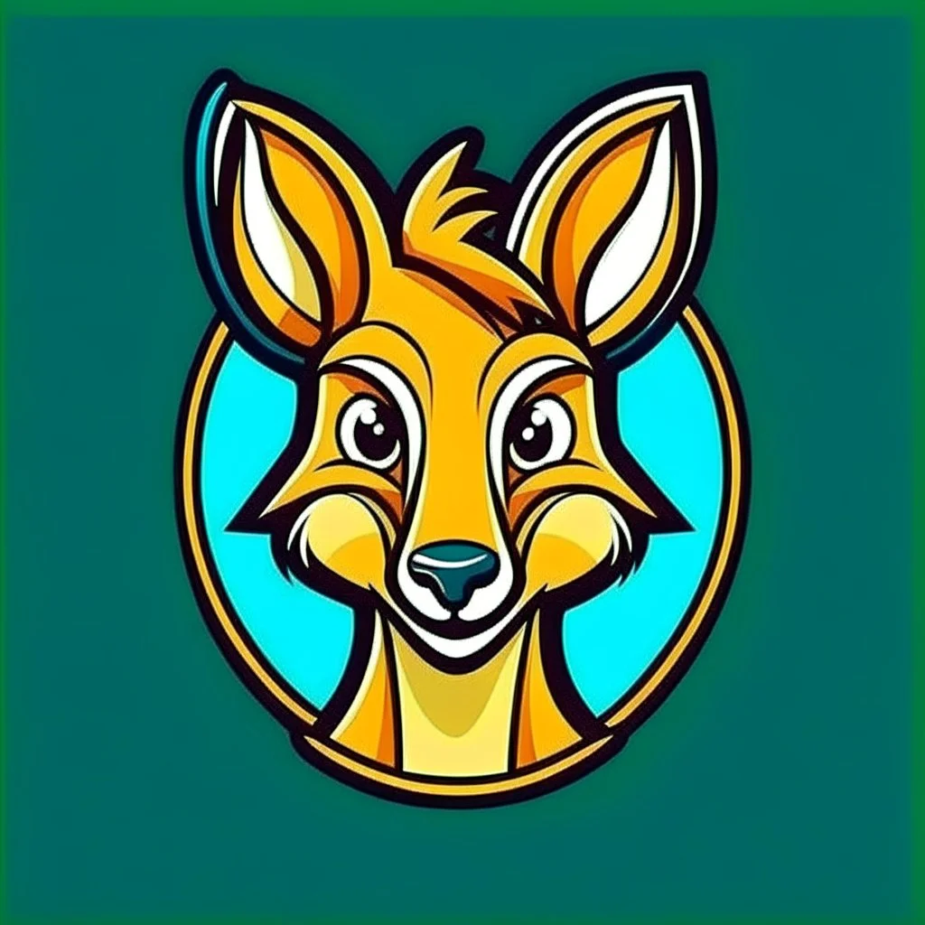 Kangaroo Mascot Logo in the style of 1997 pop culture, Fancy, Professional, Hotel Logo.