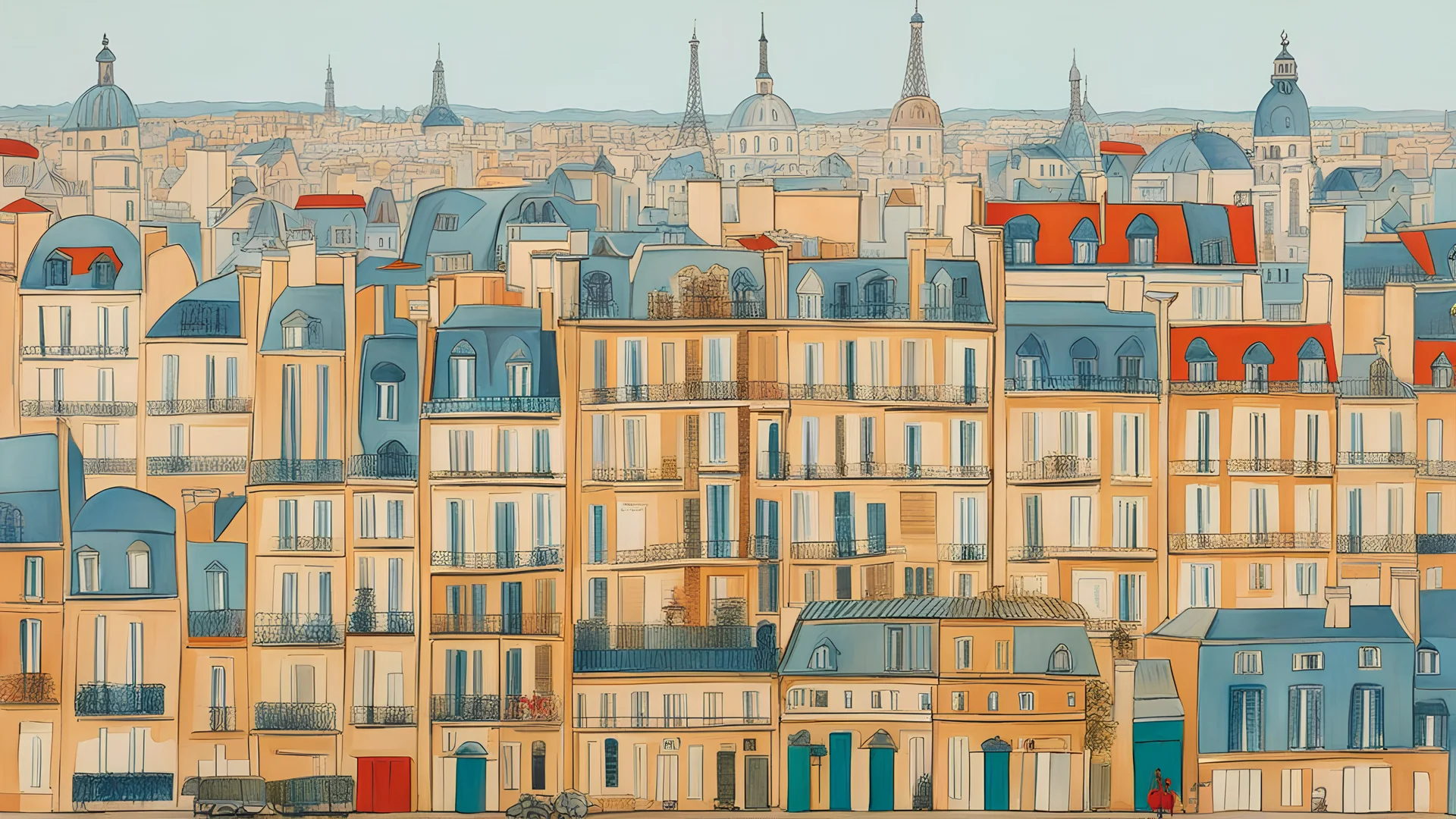 Paris, in the style of Raoul Dufy