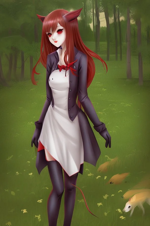 Kitsune Vampire girl with farmer clothes