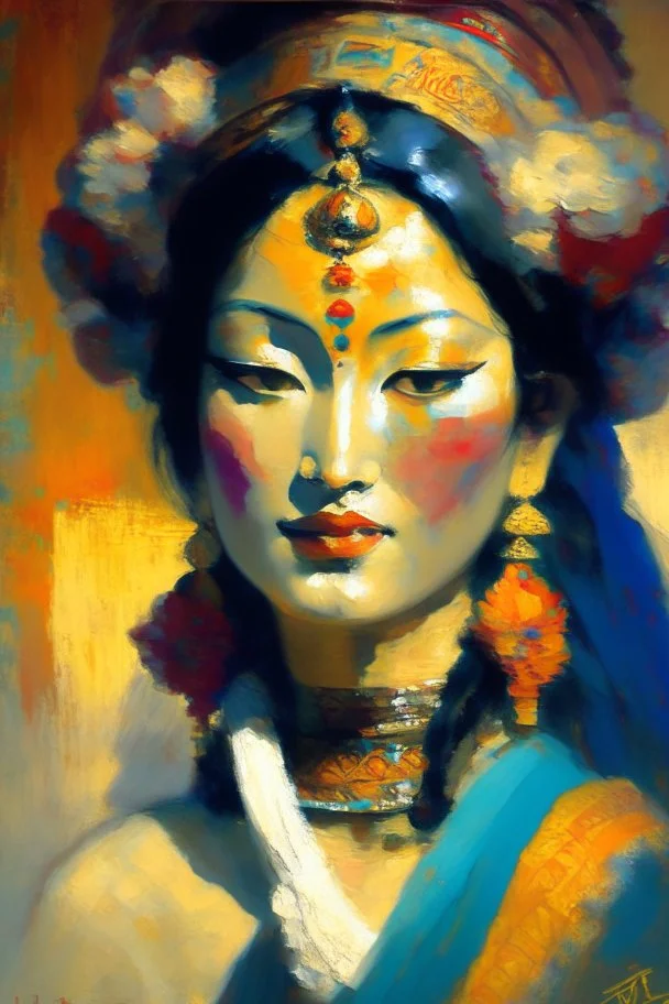 Tibetan goddess impressionist style