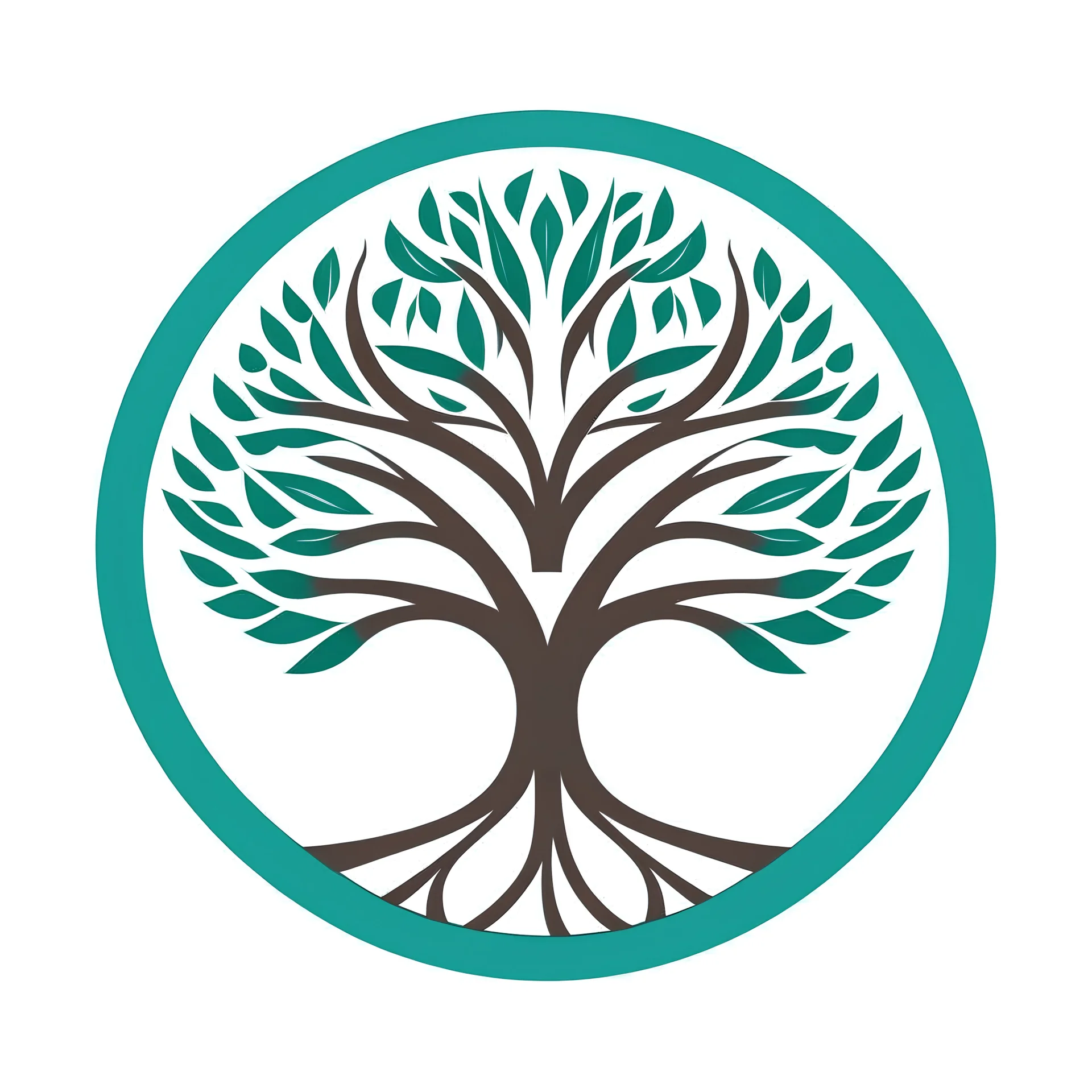 centered, logo with centered tree of life being held inside up turned hands, vector, paper cut out