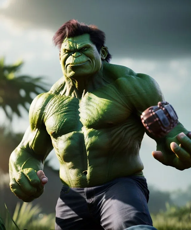 Hulk toddler, full body, dramatic lighting, hyper realistic