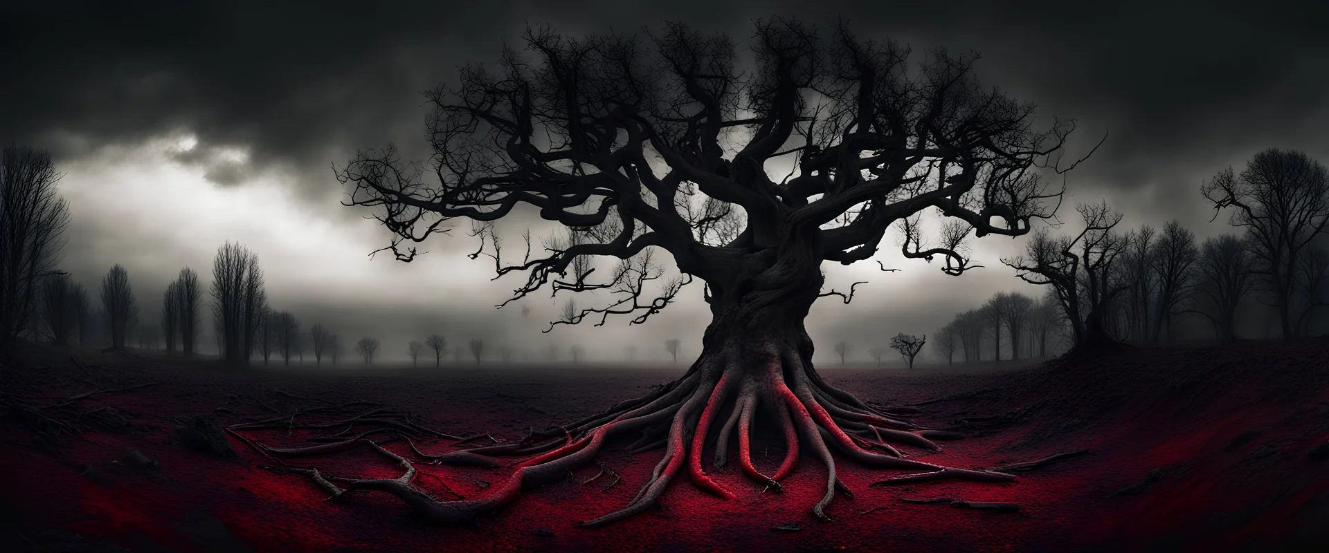 Panorama dark nature bloodtree