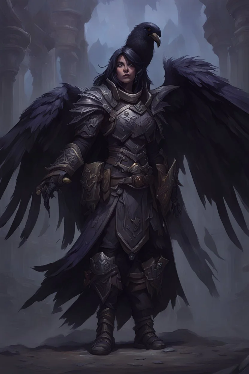 A hybrid of a human and raven themed General. Fantasy art by Greg Rutkowski, Frostbite Engine, hearthstone, official art, trending on Artstation, detailed