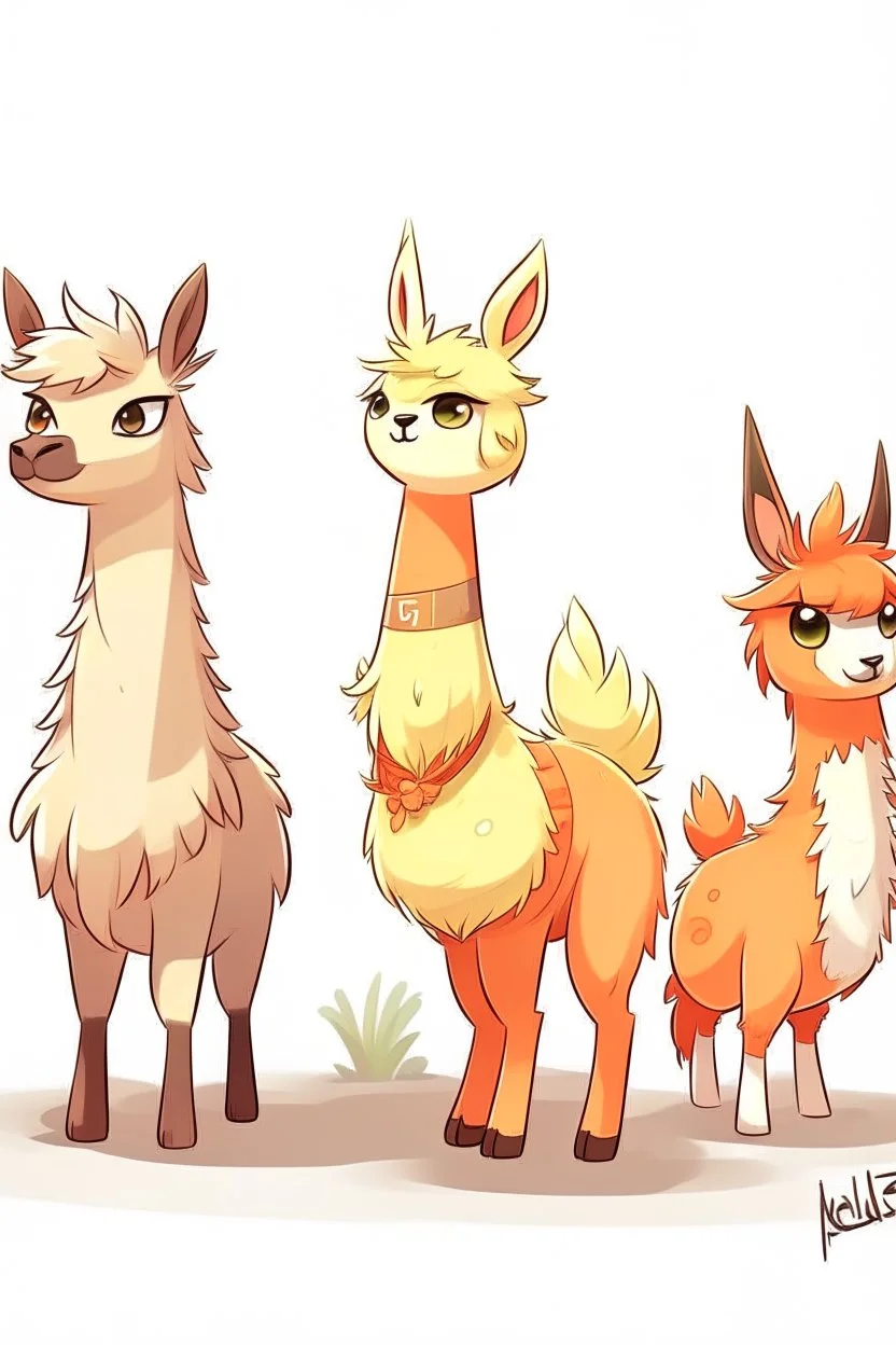 llamas in the style of pokemon