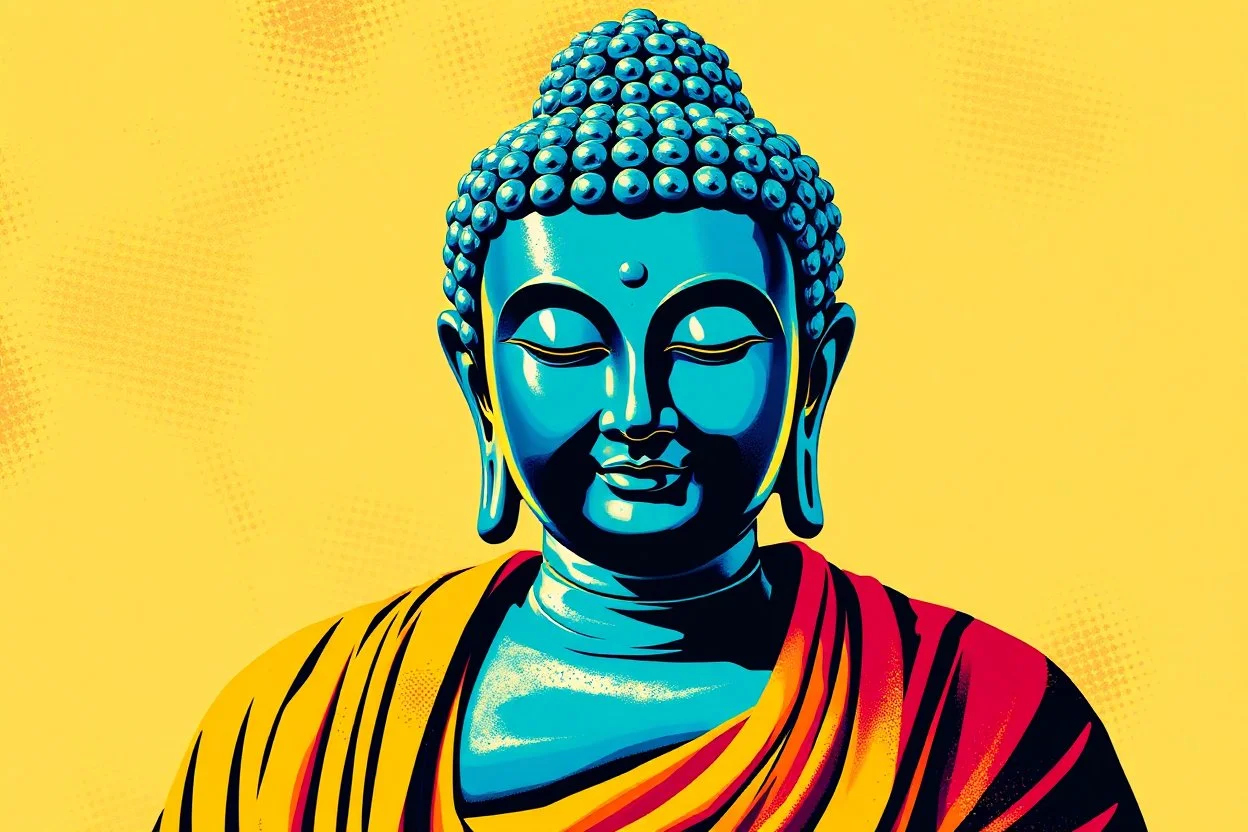 pop art pixels 1000 images budha in the style of warhol