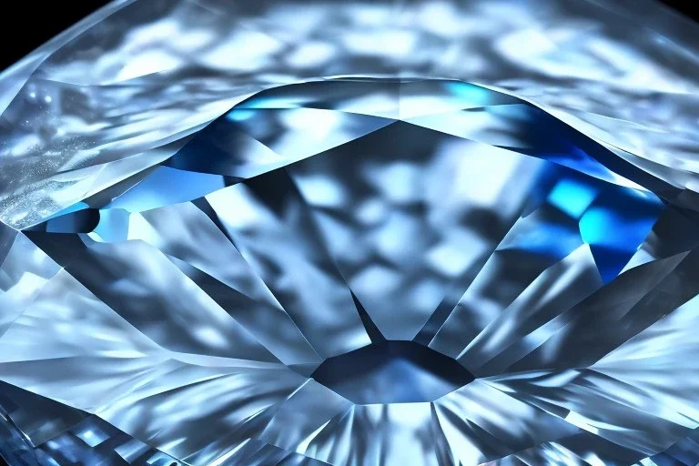 Blue raindrop on a big diamond, black backround , close up view, photo quality, ultra realistic