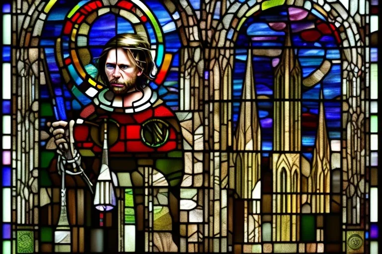 Thom Yorke stained glass, Tesselated, stained glass,panels, glass, lead, window, medieval church