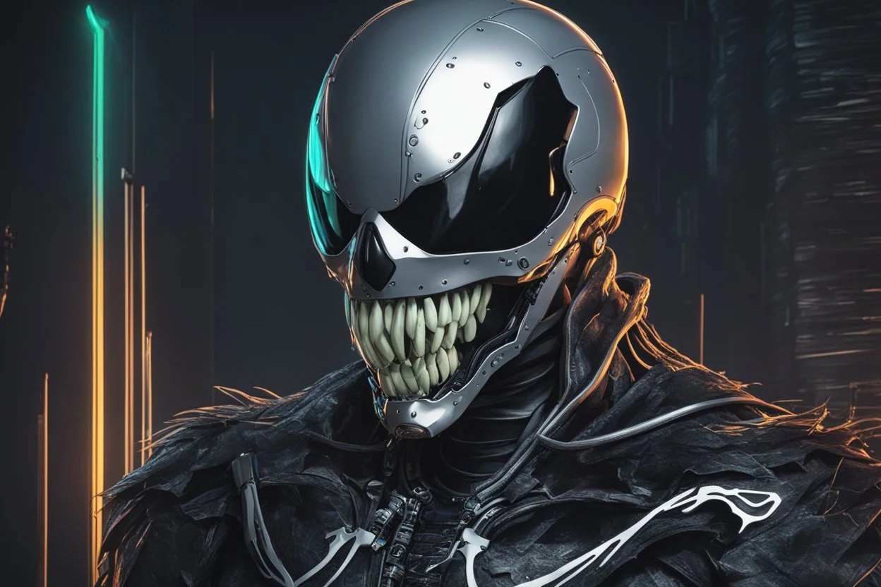 venom in 8k nier automata drawing style, skeleton them, cinematic mood, neon effect, close picture, bones, highly detailed, high details, detailed portrait, masterpiece,ultra detailed, ultra quality