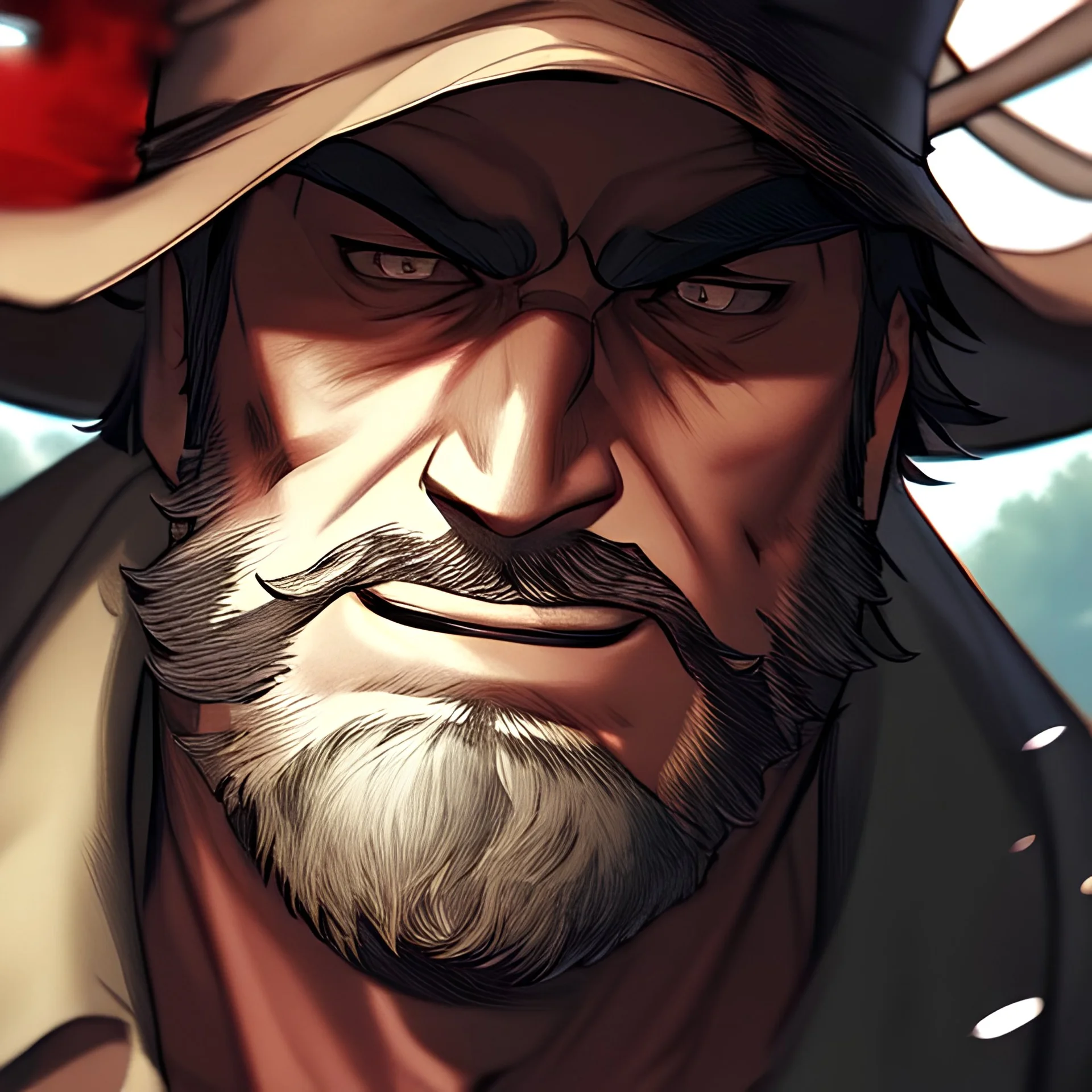 Clear focus, High resolution, max detail, Portrait, bearded, Gunslinger, Cowboy, cowboy hat, serious face, Blood Splatter